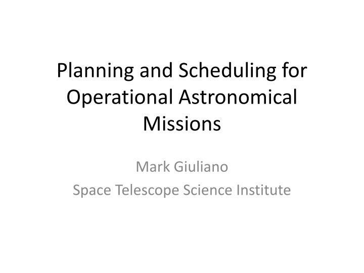 planning and scheduling for operational