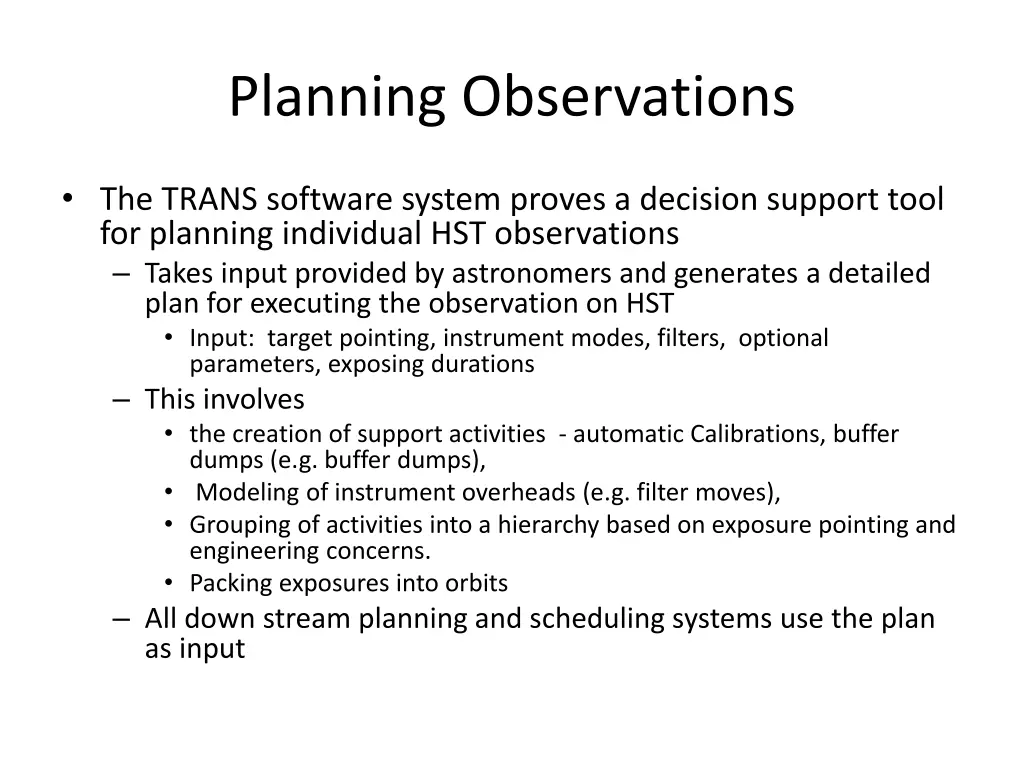 planning observations