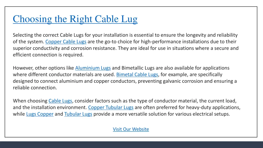 choosing the right cable lug