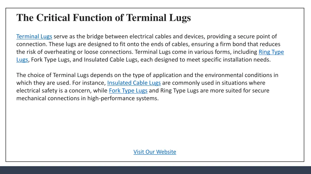 the critical function of terminal lugs