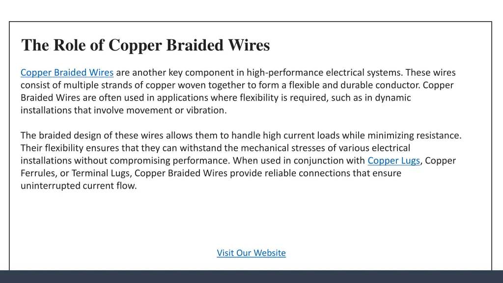 the role of copper braided wires