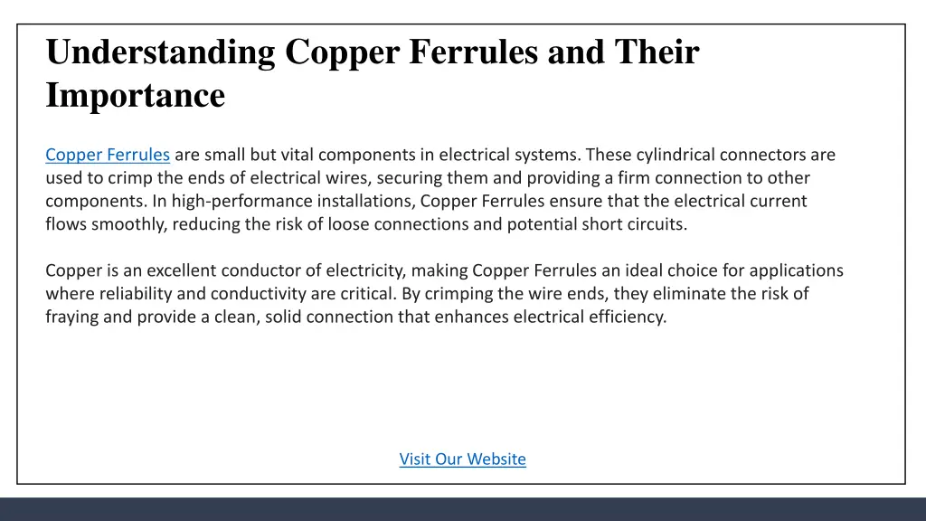 understanding copper ferrules and their importance