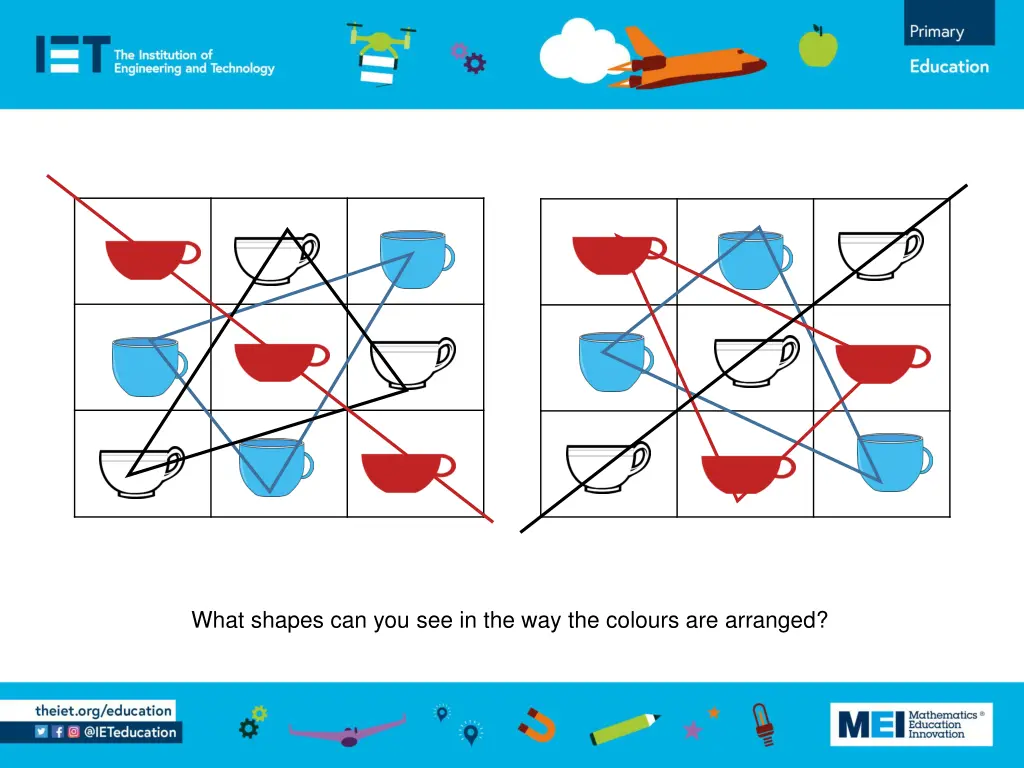 what shapes can you see in the way the colours