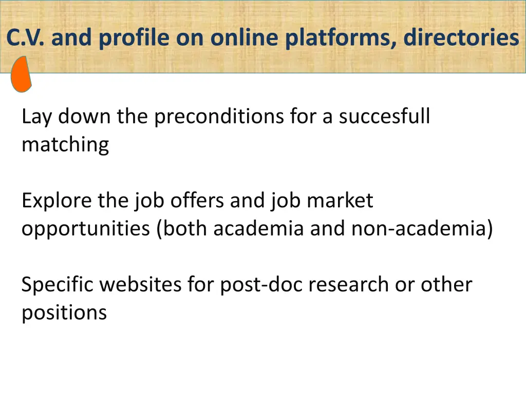 c v and profile on online platforms directories