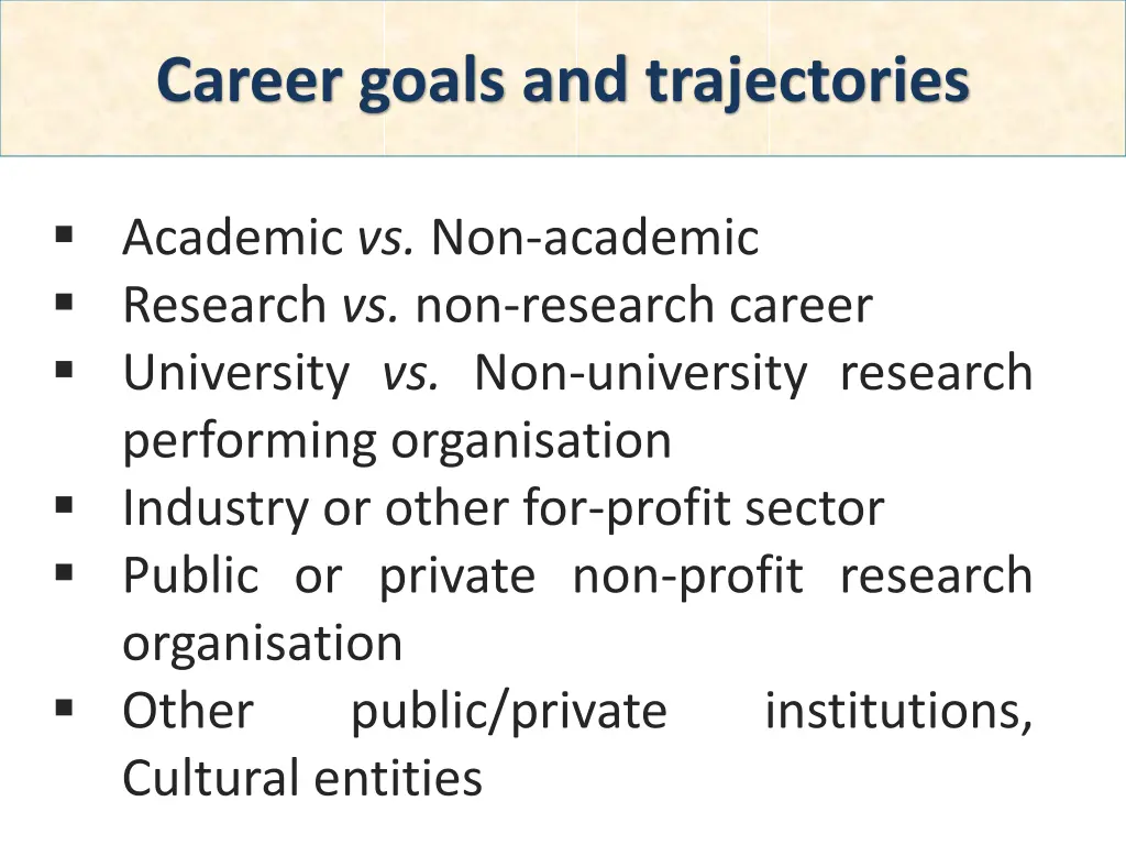 career goals and trajectories