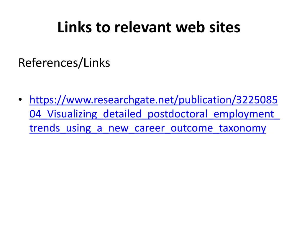 links to relevant web sites