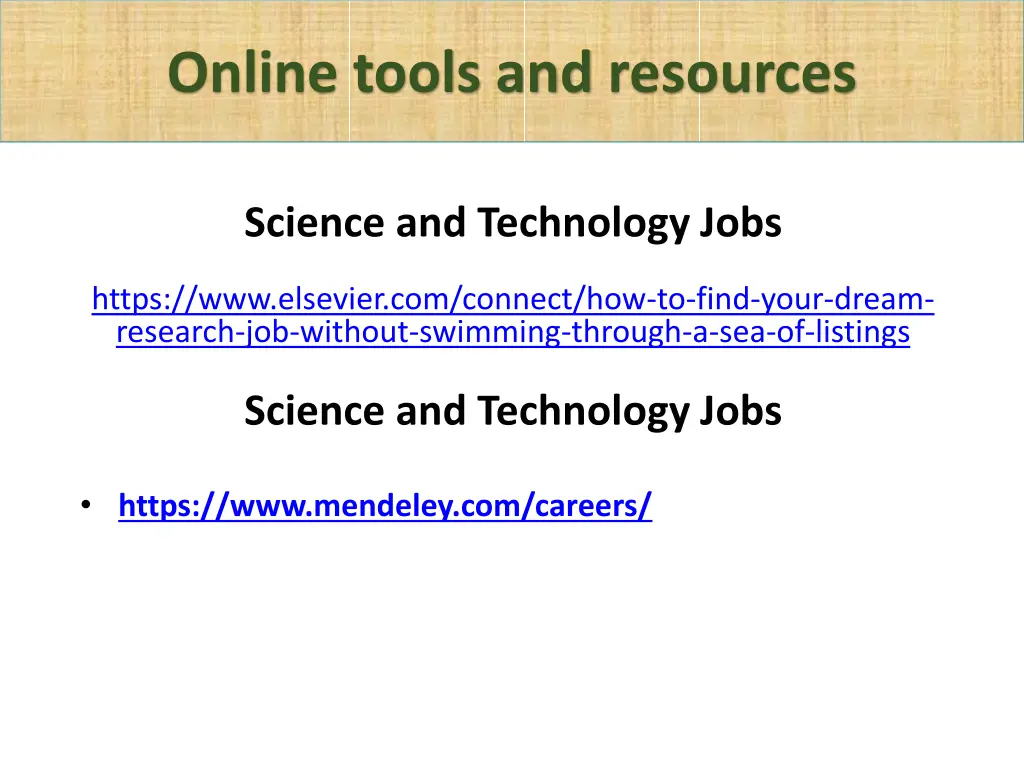 online tools and resources