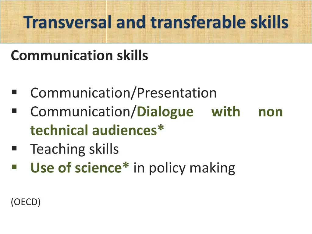 transversal and transferable skills