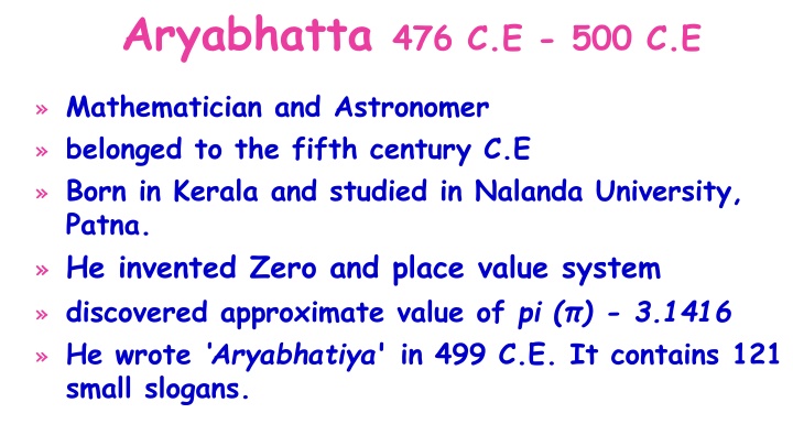 aryabhatta 476 c e 500 c e