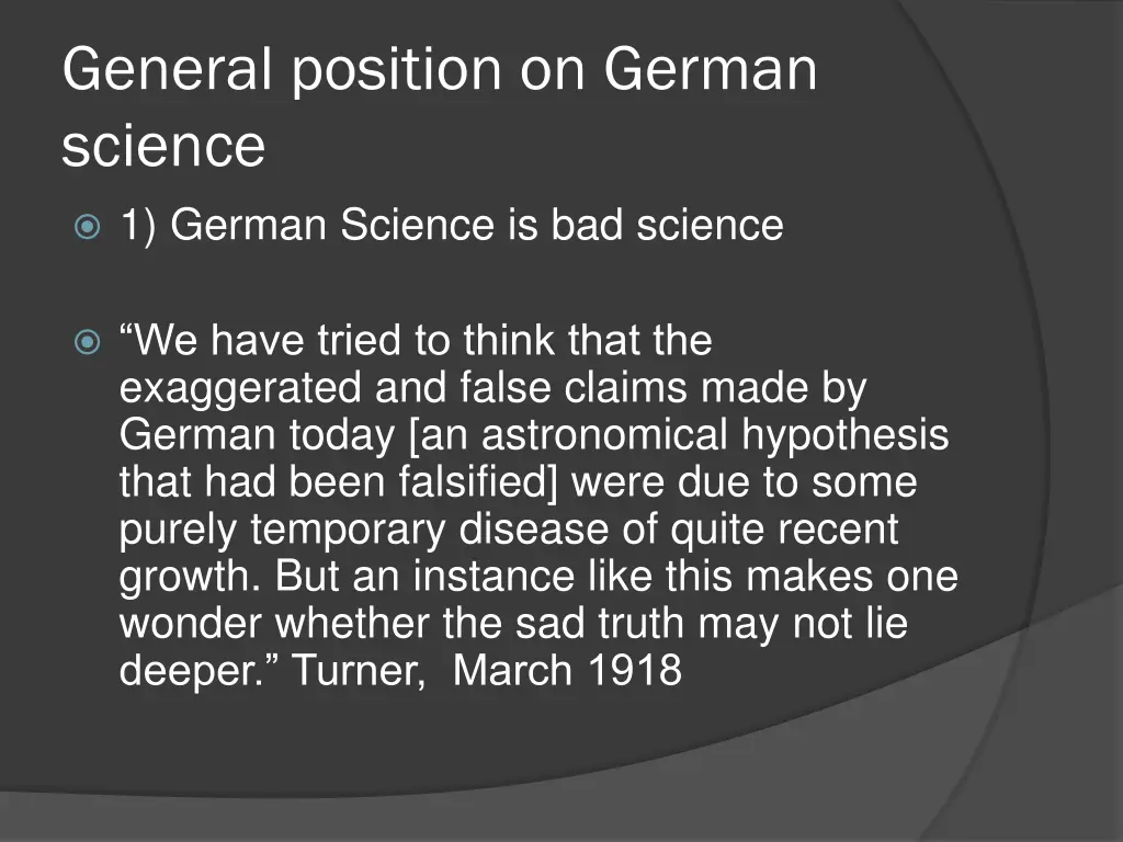 general position on german science