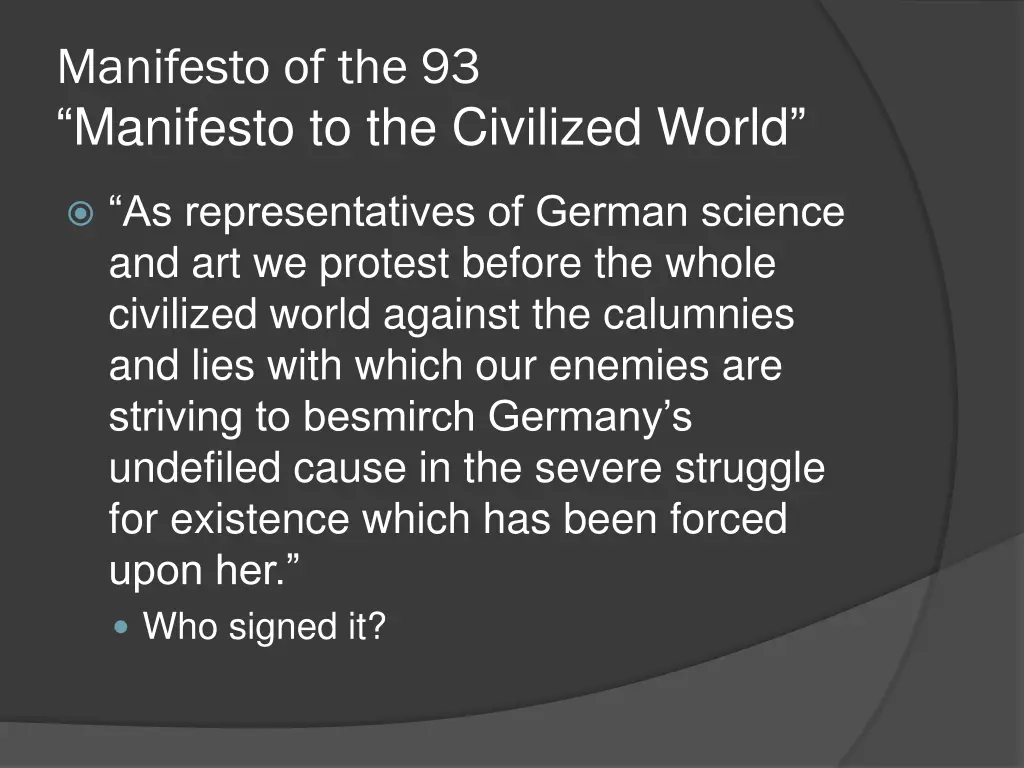 manifesto of the 93 manifesto to the civilized