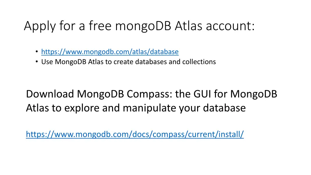 apply for a free mongodb atlas account