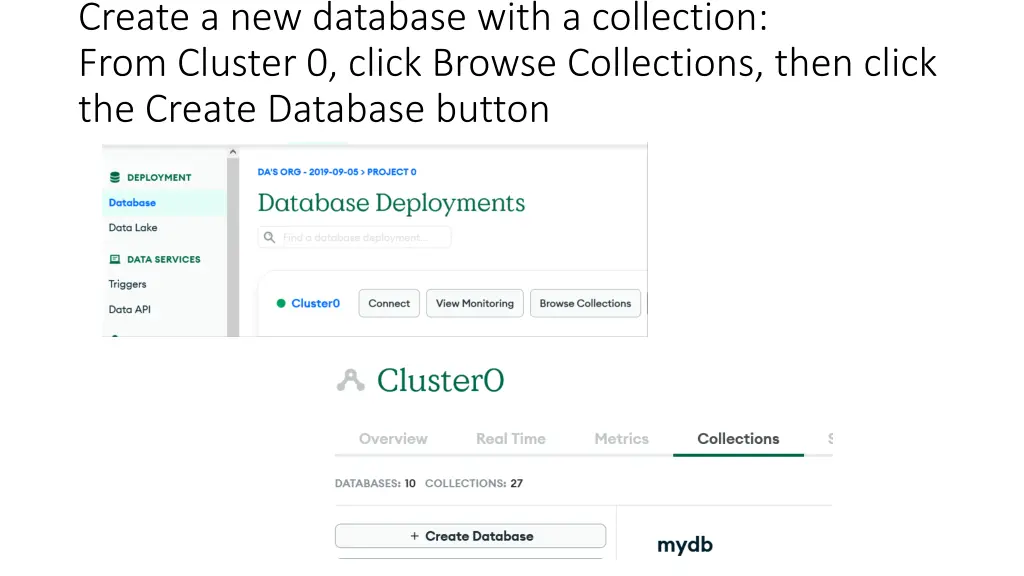 create a new database with a collection from