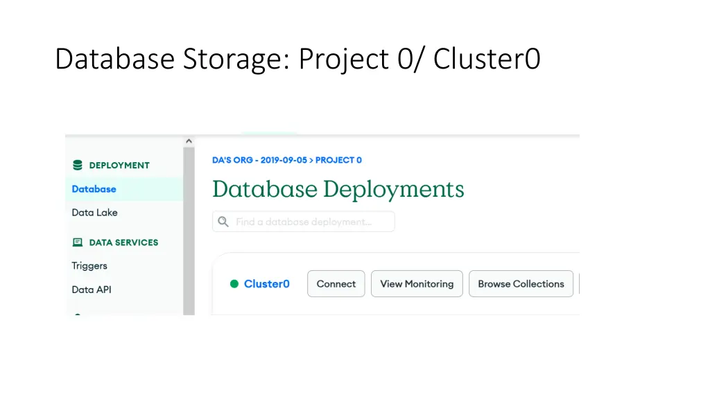 database storage project 0 cluster0