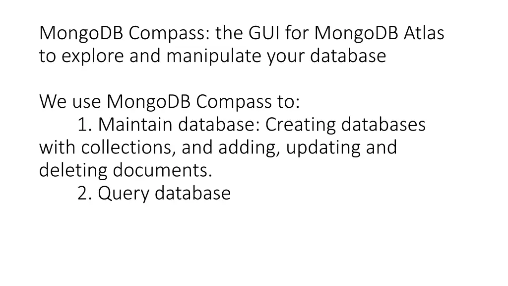 mongodb compass the gui for mongodb atlas