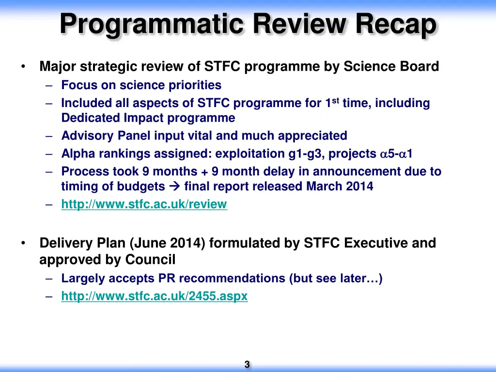 programmatic review recap