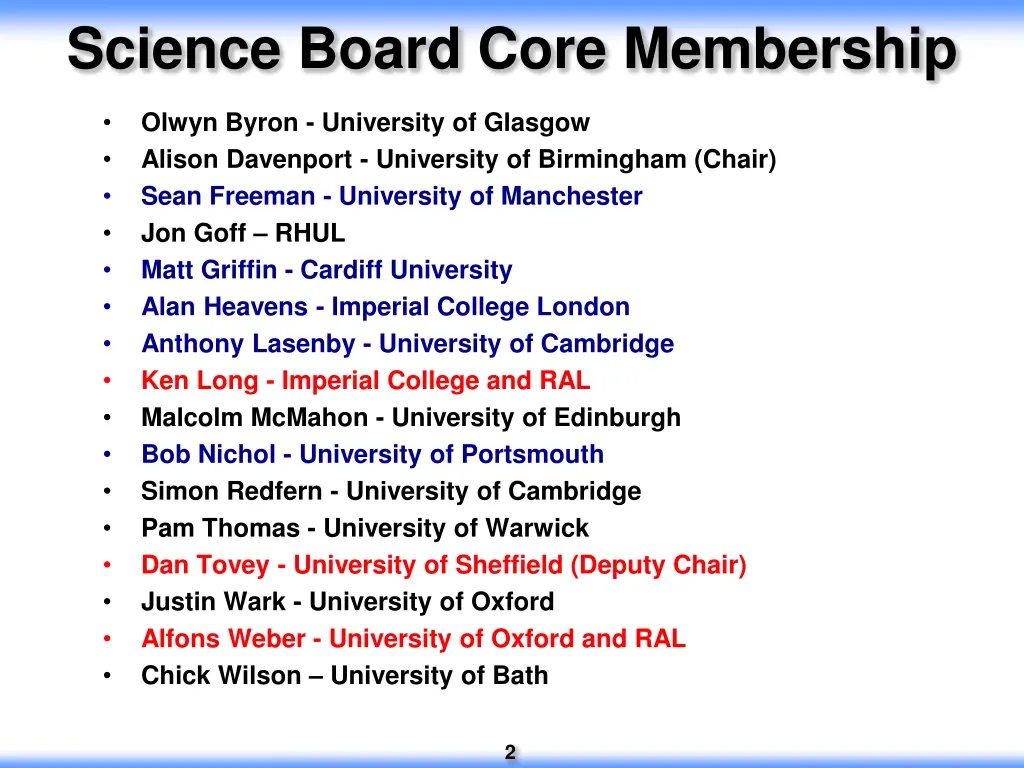 science board core membership