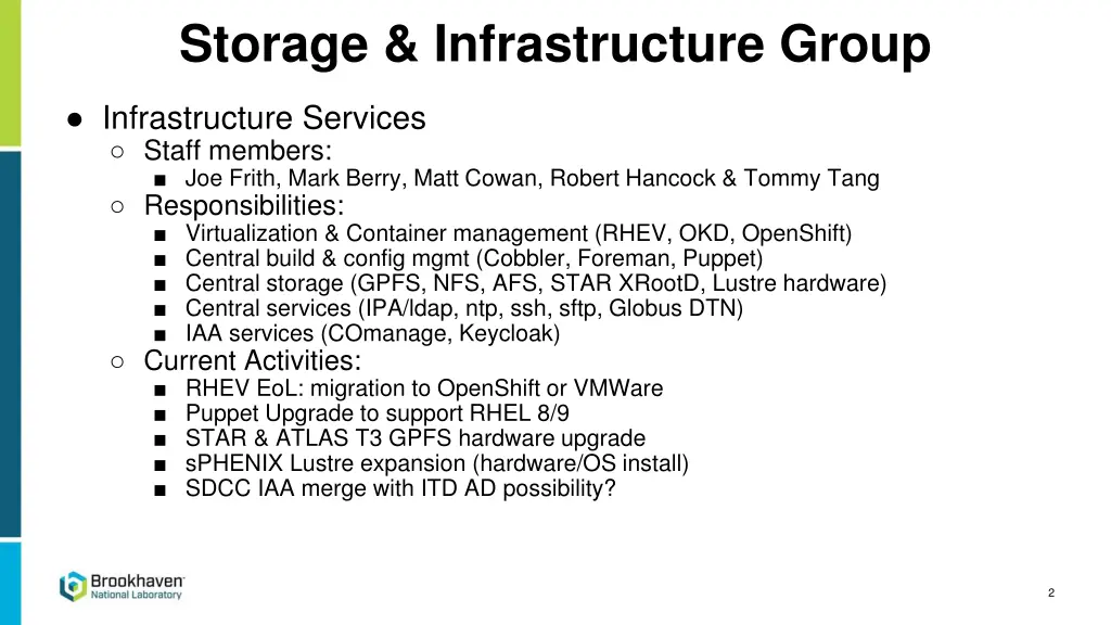 storage infrastructure group