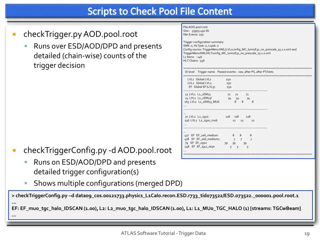 scripts to check pool file content