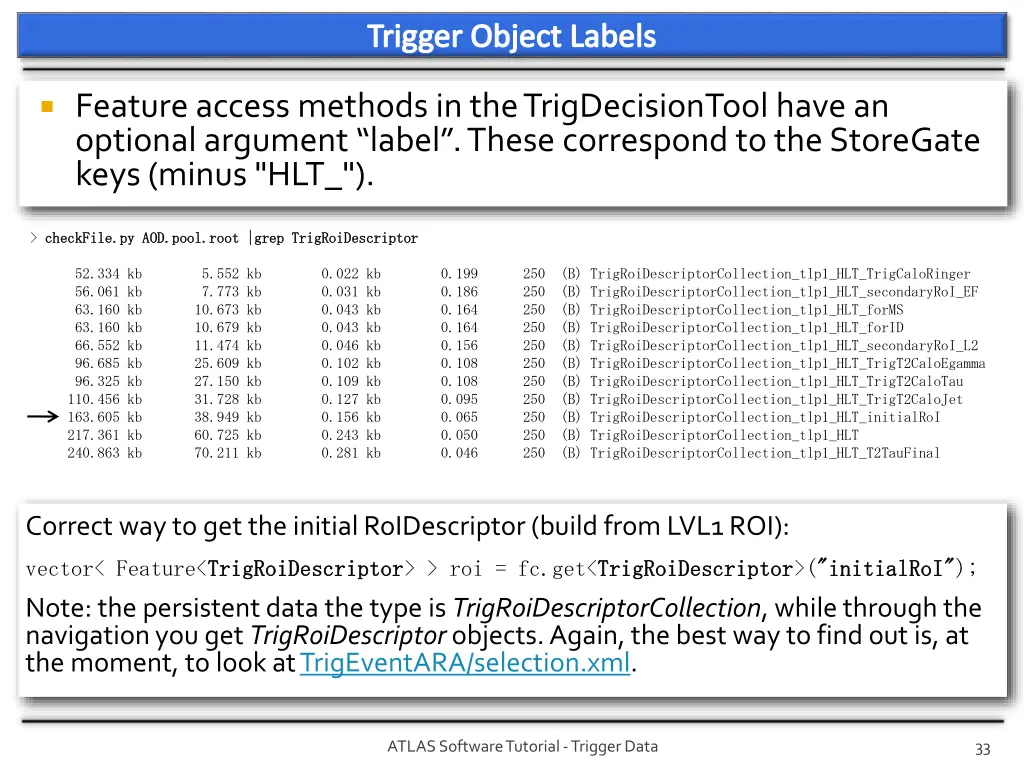 trigger object labels