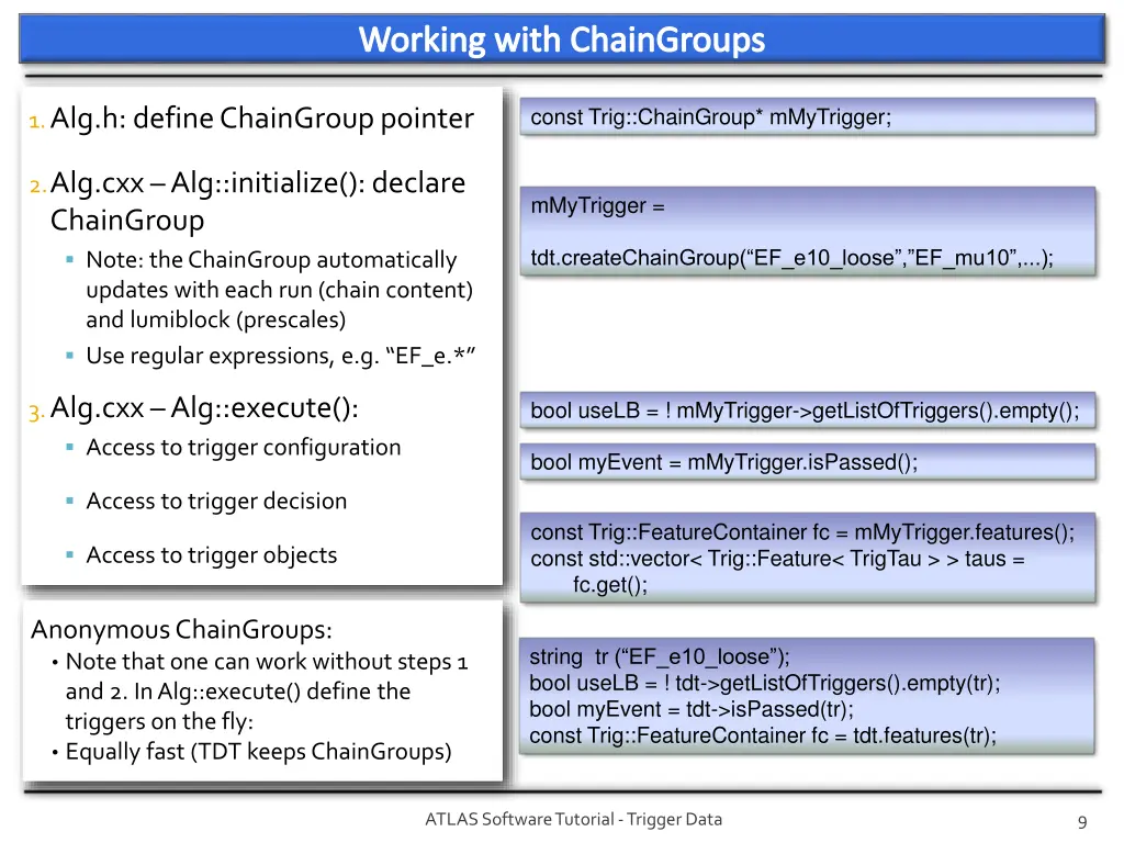 working with chaingroups