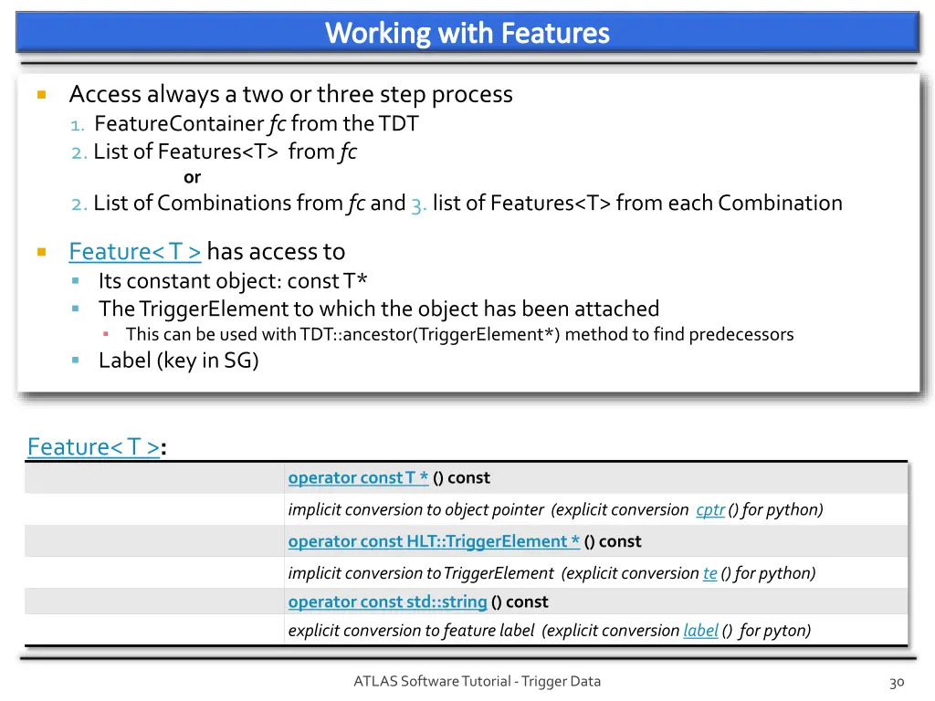 working with features