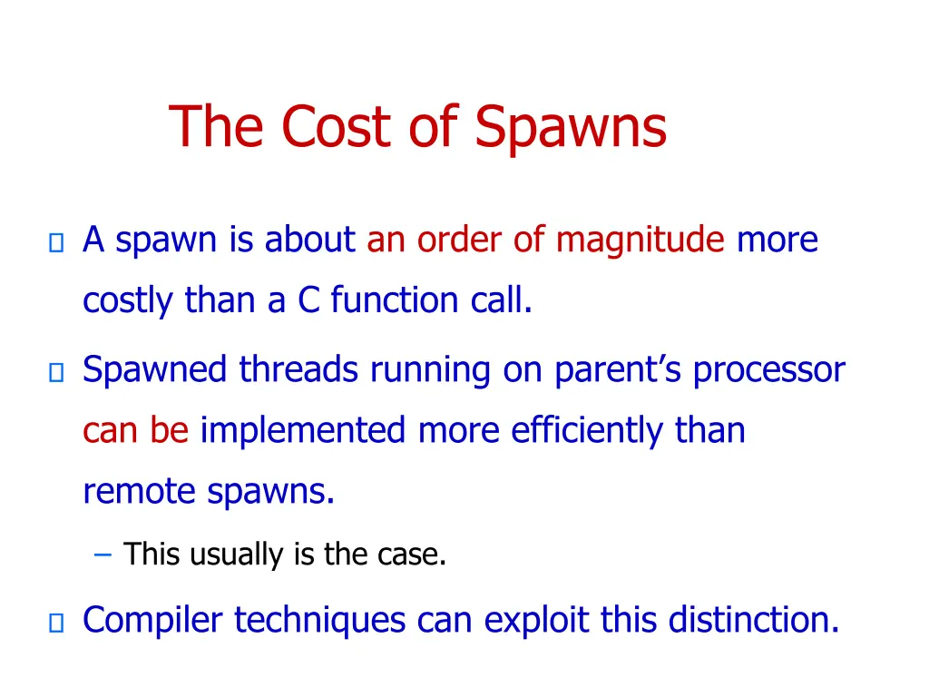 the cost of spawns