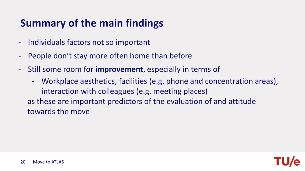 summary of the main findings 1