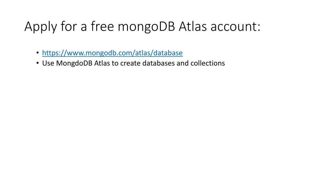 apply for a free mongodb atlas account