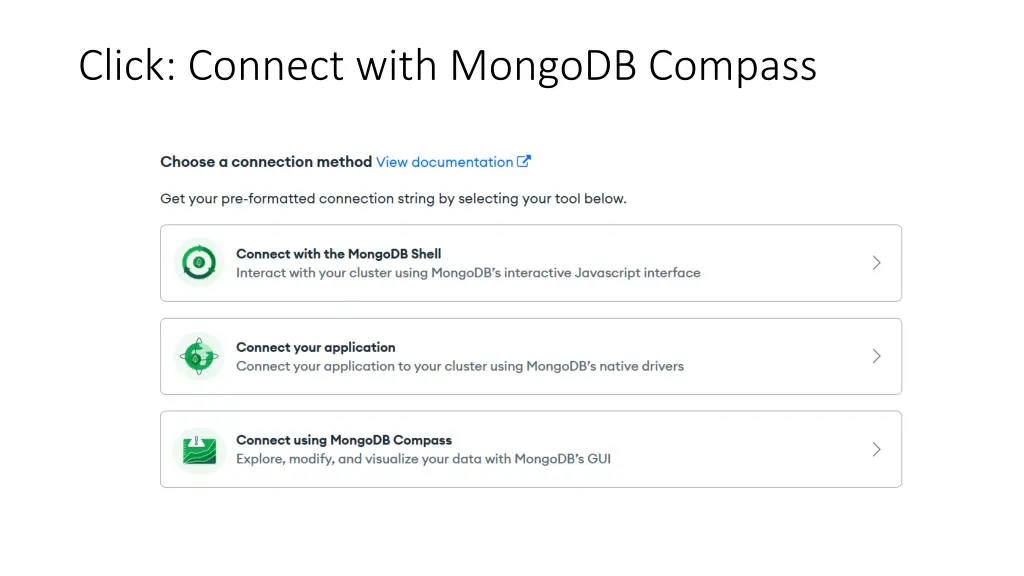 click connect with mongodb compass