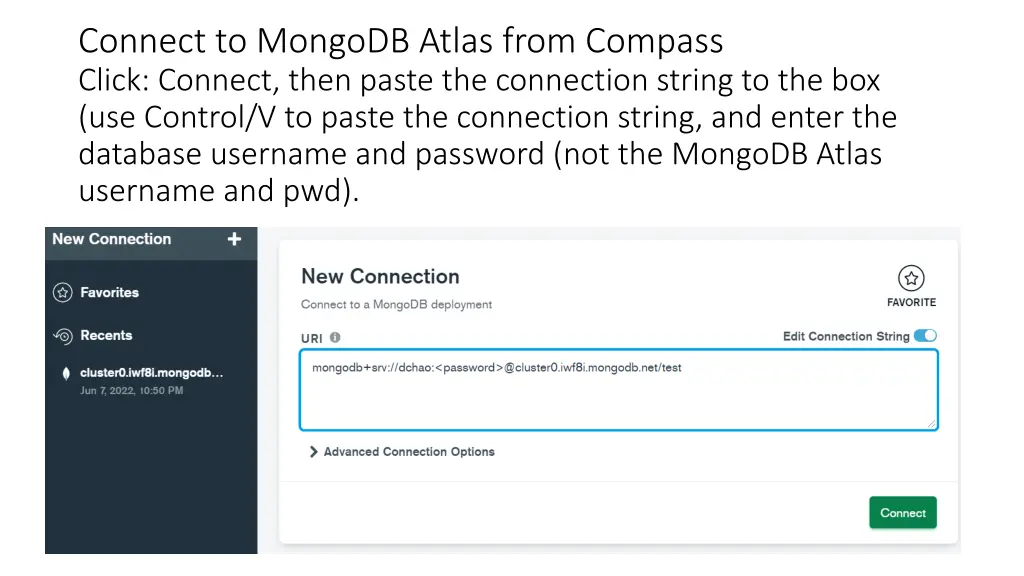 connect to mongodb atlas from compass click