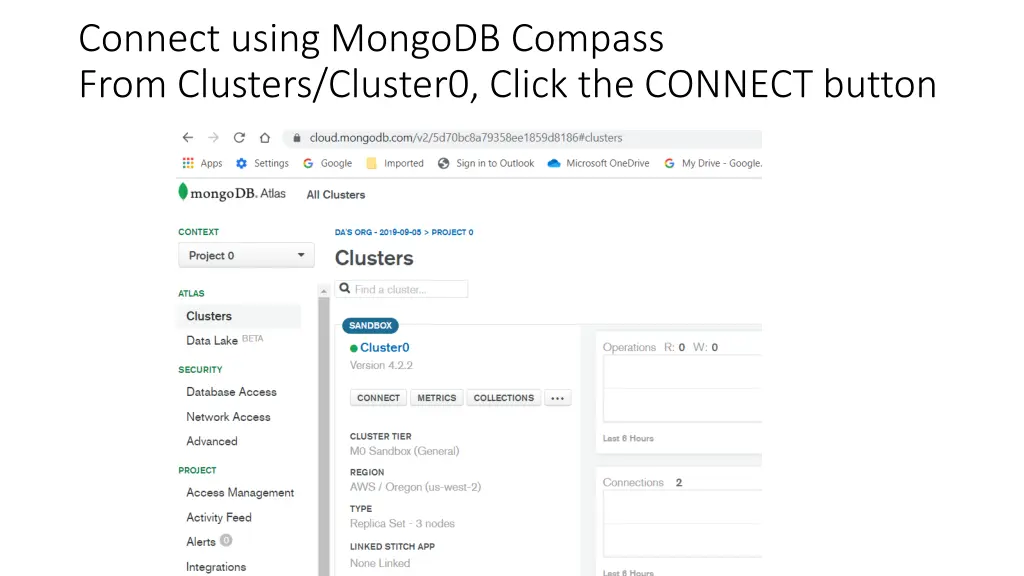 connect using mongodb compass from clusters