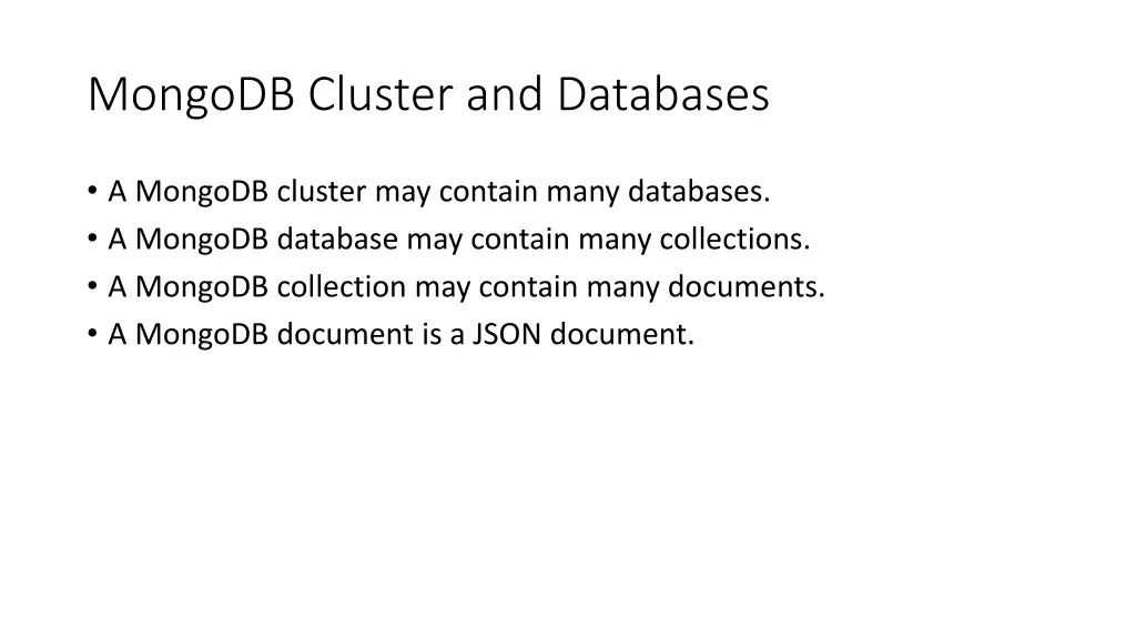 mongodb cluster and databases