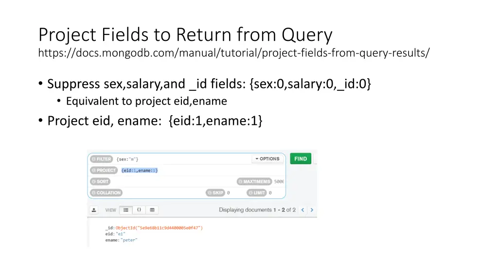 project fields to return from query https docs