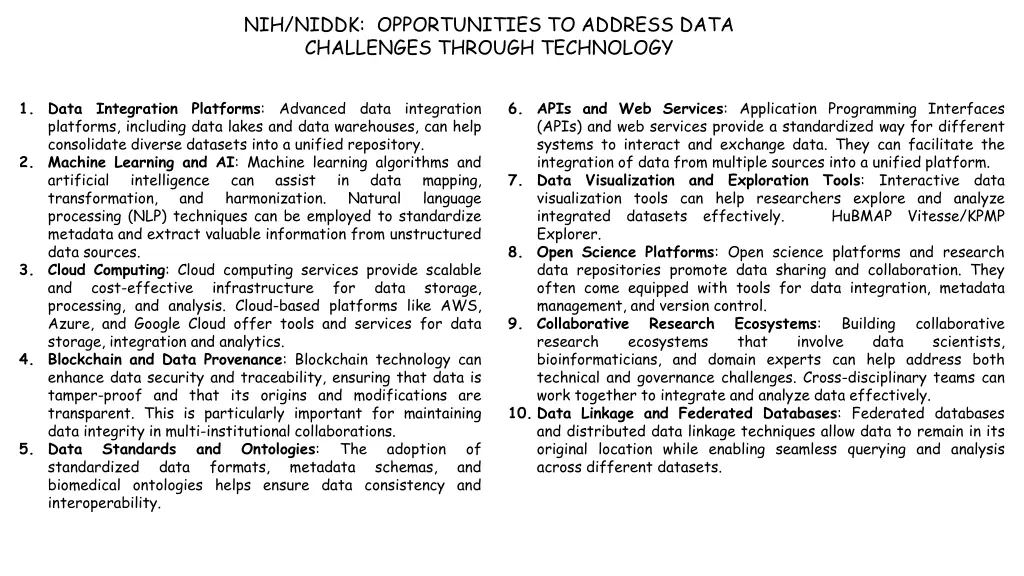 nih niddk opportunities to address data