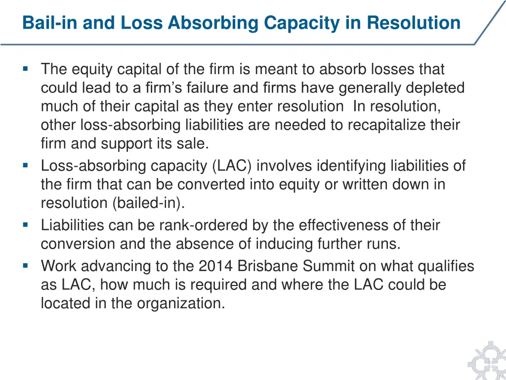 bail in and loss absorbing capacity in resolution