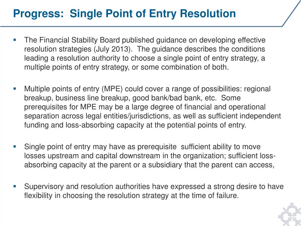 progress single point of entry resolution