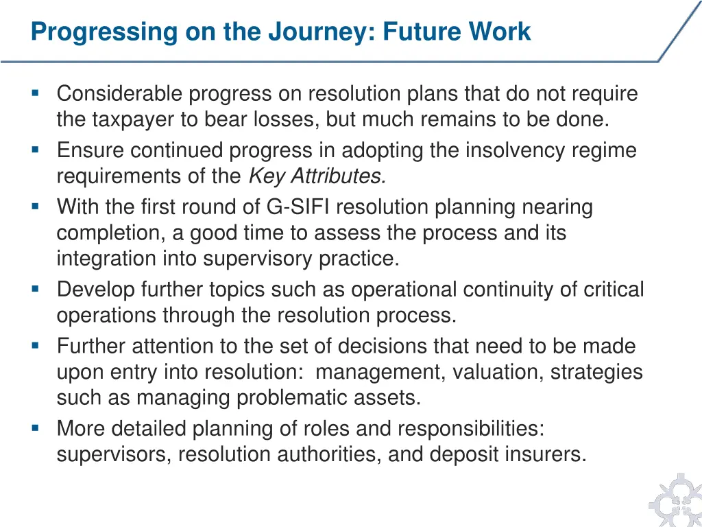 progressing on the journey future work