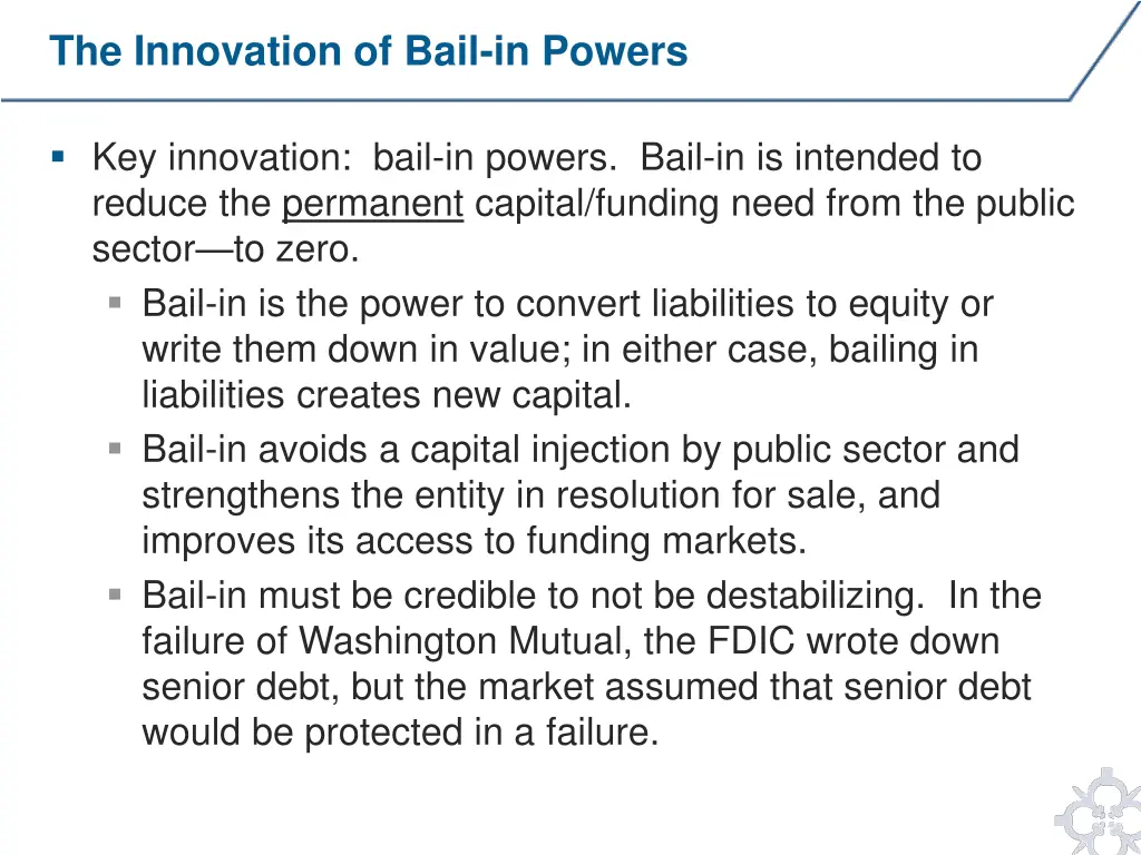 the innovation of bail in powers