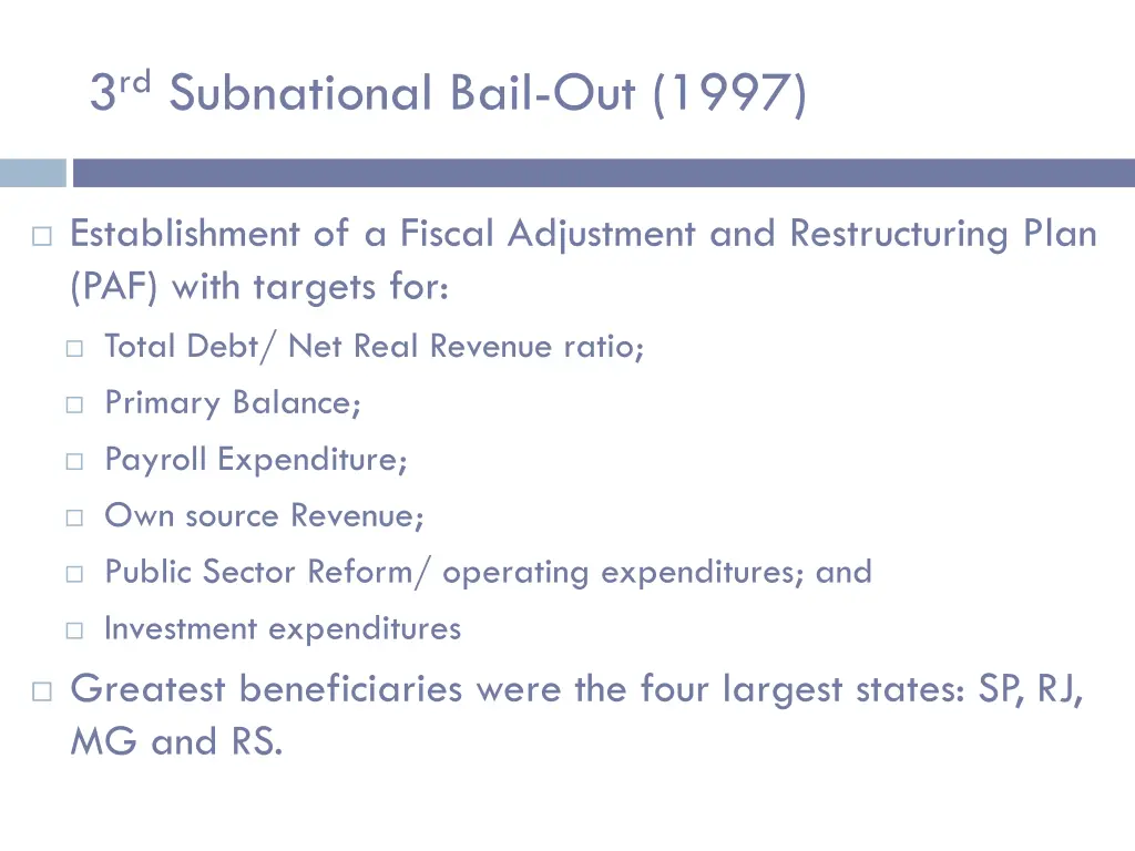 3 rd subnational bail out 1997 1