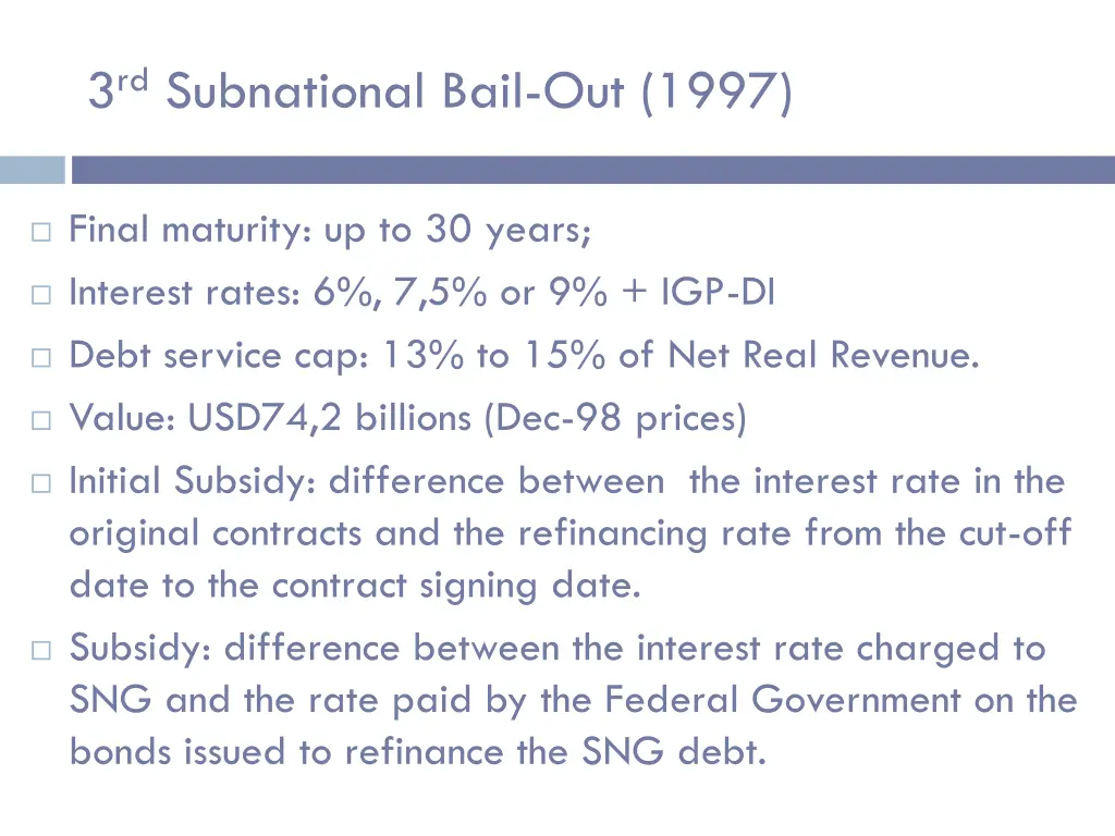 3 rd subnational bail out 1997 2