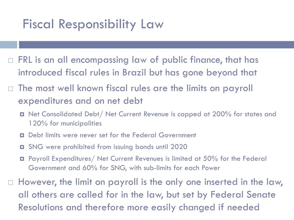 fiscal responsibility law