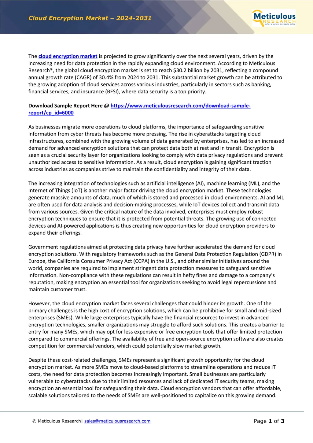 cloud encryption market 2024 2031