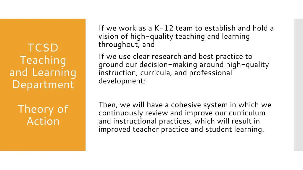 if we work as a k 12 team to establish and hold