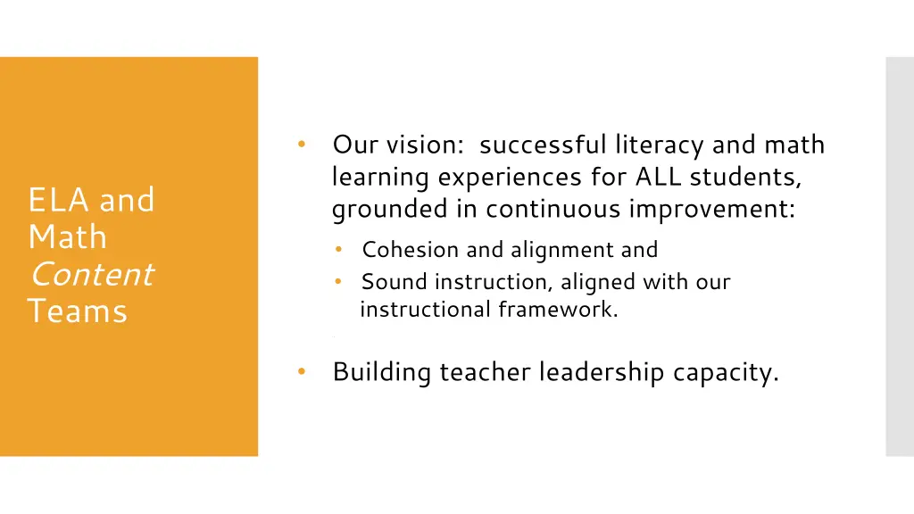 our vision successful literacy and math learning