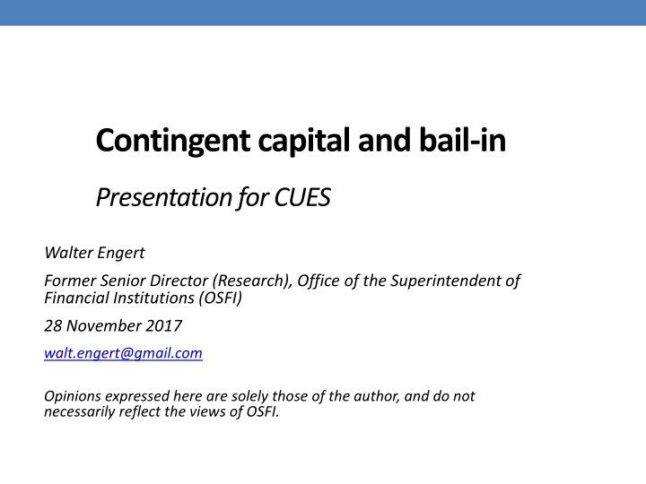 contingent capital and bail in