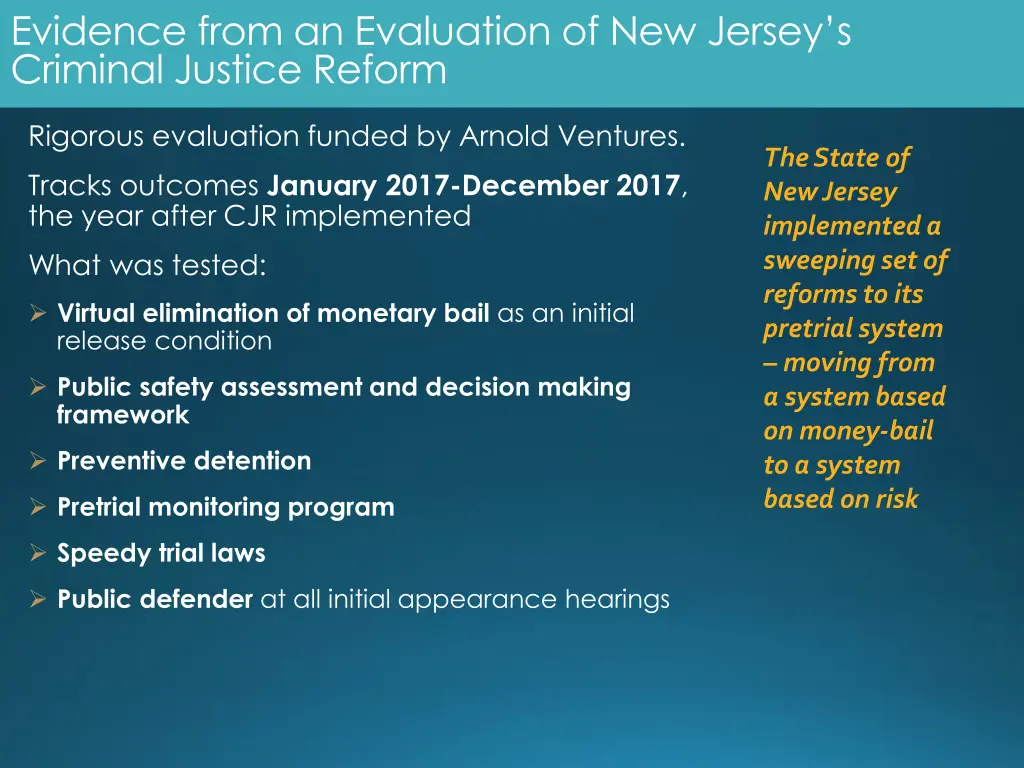 evidence from an evaluation of new jersey