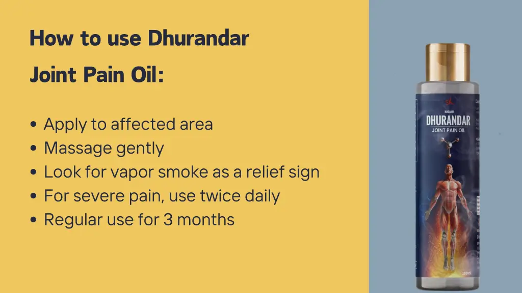 how to use dhurandar joint pain oil