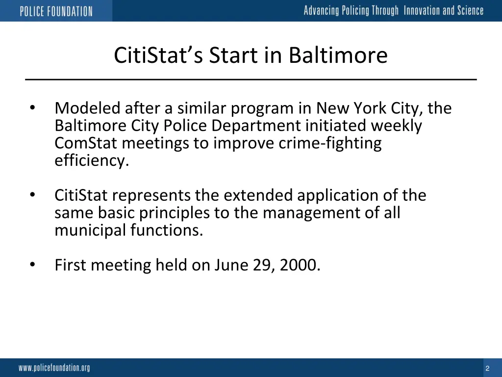 citistat s start in baltimore