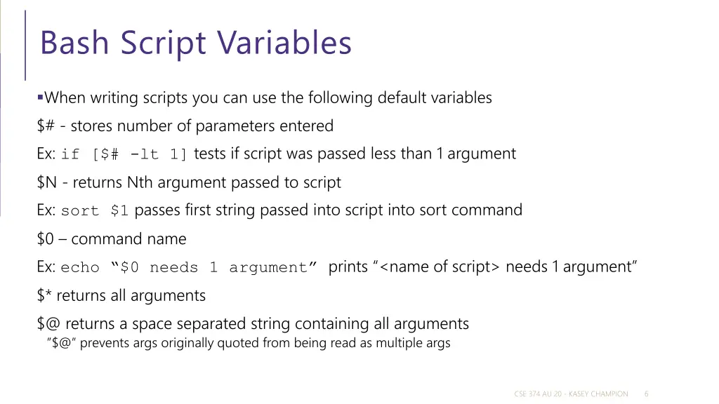 bash script variables